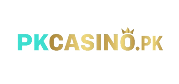 PKCasino game horizontal website header logo text in neon blue and metallic gold.